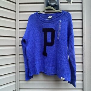 PINK Victoria's Secret Blue Sweater P 20% wool L Large nwt new